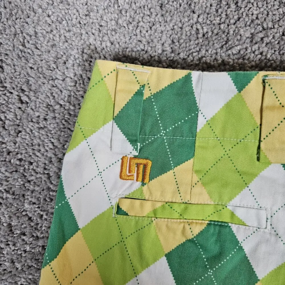 Loudmouth Shorts Womens 0 Kelly Green Argyle Golf A Tisket A Tasket Preppy - Picture 3 of 12
